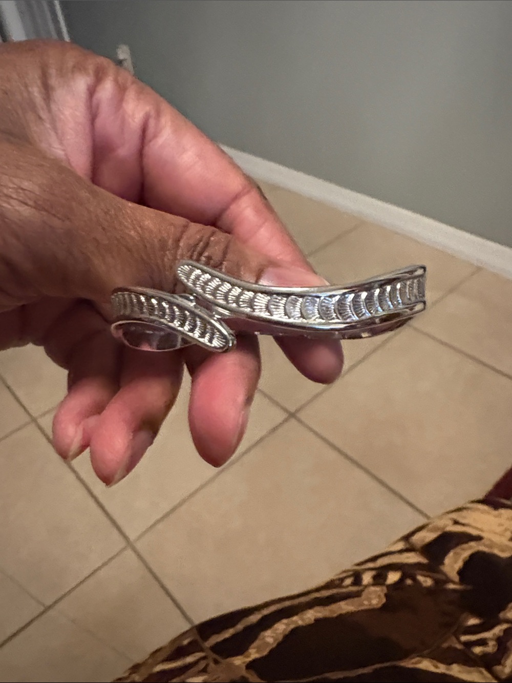 Silver Leaf-Pattern Cuff Bracelet - Women Jewelry by Monet